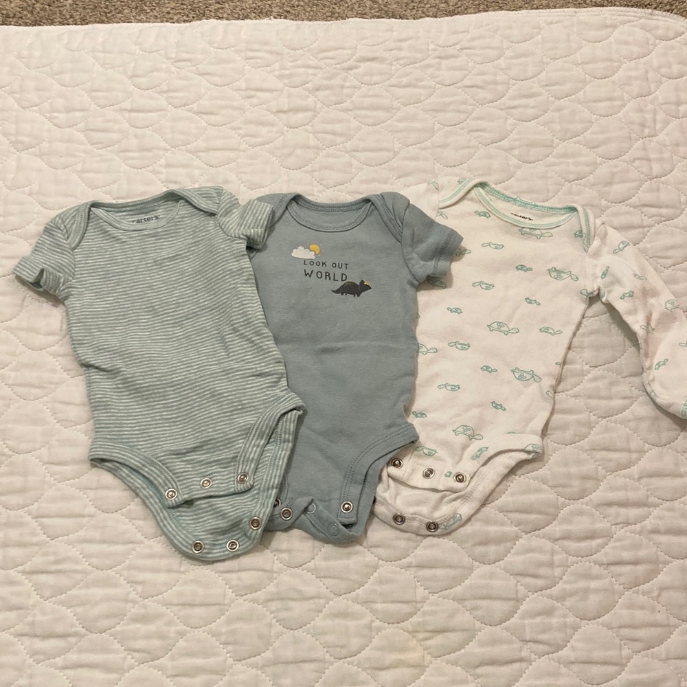 Carter's Blue and White Bodysuit Trio